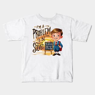 Intellectual Whimsy: Schoolboy Solving Equations Kids T-Shirt